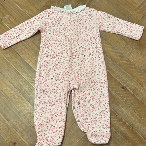 Laura Ashley Baby Girl Quilted Floral Print Ruffle Neck Bow Onesie Jumpsuit - Picture 6 of 6